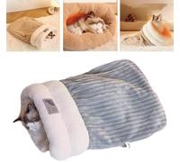 YODAOLI Cat Sleeping Bag, Cat Winter Sleeping Bag, Cat Sleeping Bag Bed, Cat Sleeping Bag for Indoor Cats, Sleeping Bag for Cats, 360°Wrap Comfortable Pet Snuggle Sack for Kitten Puppy (M,Grey)