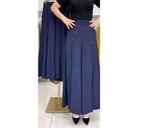 YODAOLI Cool and Slim Stylish Pleated Wide-Leg Pants, Stylish Pleated Wide-Leg Pants for Women Cool and Slim (Dark Blue,Large)