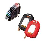 YODAOLI Cute Penguins PU Credit Card Coin Wallet, Multi Card Wallet, Penguin Purse, PU Business Card Holder Organ Style Coin Purse Wallet Bag (Red+Black)