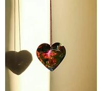 YODAOLI Hanging Heart Suncatcher Prism Craft, 2023 Crystal Heart Prisms Suncatcher Pendant, Rainbow Crystals Prisms Suncatcher Pendant for Window Home Wedding Party Garden Decoration (Dark Red)