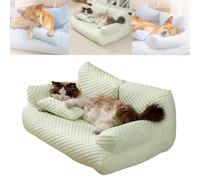 YODAOLI Ice Silk Cooling Pet Bed Breathable Washable Dog Sofa Bed, 2024 New Dog Cooling Bed Summer Sleeping Cool Ice Silk Bed for Small, Cats Breathable Washable Pet Beds (Medium,Green)