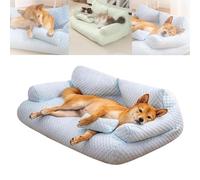 YODAOLI Ice Silk Cooling Pet Bed Breathable Washable Dog Sofa Bed, 2024 New Dog Cooling Bed Summer Sleeping Cool Ice Silk Bed for Small, Cats Breathable Washable Pet Beds (Large,Blue)