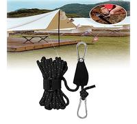 YODAOLI Portable Adjustable Fix Camping Rope, Pulley Adjustment Tent Fixer, Canopy Fast Fixer, Tent Rope (Black,L (6MM X 5M))