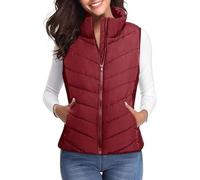 YODAOLI Puffer Vest Women Sleeveless Zip Up Outerwear,2025 Winter Warm Quilted Sleeveless Vests Puffy Zip Up Fall Coat Outerwear (Red,XXL)