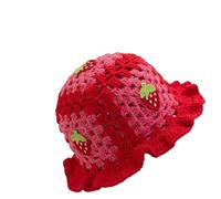 YODAOLI Strawberry Shortcake Hat, Strawberry Shortcake Hat for Women, Strawberry Crochet Bucket Hat, Strawberry Crochet Hat (Strawberry,Free size)