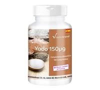 Yodo 150mcg - Bote para ¡6 MESES! - yoduro de potasio - 100% vegano - 180 comprimidos de Yodo - para el metabolismo- la fertilidad y la lucha contra la pérdida de cabello | Vitamintrend®