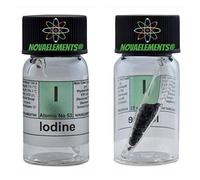 Yodo Elemento 53i, Muestra Puro 1 Gramo 99,9% en Mini Ampolla y Vial de Vidrio con Etiqueta