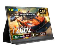 Yodoit 16 Pulgadas Monitor portátil de 120Hz de 2.5K UHD Pantalla IPS 2560 x 1600 con Puerto USB Tipo C y Altavoces Integrados con Monitor de Cubierta Inteligente Compatible con PC