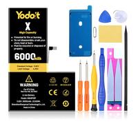 Yodoit 6000mAh Batería para iPhone X bateria Recambio, Aumento del 121% de la Capacidad de la batería Reemplazo de Alta Capacidad Batería con Kits de Herramientas de reparación
