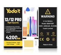 Yodoit Batería de repuesto de 4200 mAh para iPhone 12/iPhone 12 Pro de alta capacidad de 0 ciclos con kit de herramientas de reparación