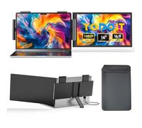 Yodoit Extensor Pantalla Portátil, Monitor de Viaje FHD de 14" 1920×1200 con Puerto USB Tipo C y Altavoces Integrados, Compatible con MacBook