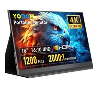 Yodoit Monitor Portátil 16" 4K, 3840 x 2400 UHD 1200 Nits con Cubierta Inteligente, Pantalla Portatil IPS con USB C, Mini-HDMI, Altavoces Duales, para PC, portátil, MacBook, Game Console, Teléfono