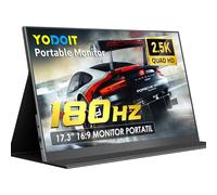 Yodoit Monitor Portátil 17,3" 2,5K QHD 180Hz IPS 2560 x 1440 Pantalla 16:9 con Puerto USB Tipo C HDMI Altavoces Integrados y Funda Inteligente Compatible con PC, Portátil, MacBook, PS3/4/5, Switch