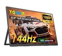Yodoit Monitor Portátil 23,8" 144HZ, IPS FHD 1920×1080 Pantalla Portatil con Soporte, Conectividad USB-C y HDMI, Altavoces Integrados, para Computadora Portátil/PC/Mac/PS4/PS5/Xbox/Switch