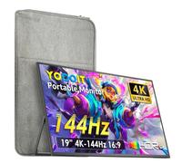 Yodoit Monitor portátil 4K 144Hz de 19 pulgadas UHD 3840 x 2160 IPS segunda pantalla externa para laptop, conectividad USB-C y HDMI, altavoces integrados, con cubierta inteligente, para PC, Mac, PS3/4