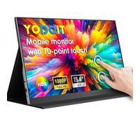 Yodoit Monitor portátil de pantalla táctil de 10 puntos de 15.6 pulgadas FHD IPS con puerto USB tipo C y altavoces con cubierta inteligente compatible con PC, MacBook, Xbox (negro)