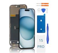 Yodoit Pantalla para iPhone 15 Pro COF FHD LCD Reemplazo Negro 6.1 Pulgadas Táctil Digitalizador de Vidrio con Kit de Herramientas de reparación, película Protectora