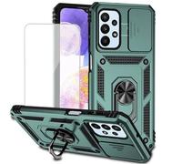 Yodueiv Funda para Galaxy A23/Galaxy M13/Samsung M23 SM-A235M con protector de pantalla de vidrio templado y cubierta de cámara deslizante, anillo magnético para soporte de coche para Samsung Galaxy