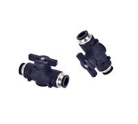 Yoebor Válvula de bola neumática de codo de 90 grados, 16 mm de diámetro exterior x 16 mm de diámetro exterior, válvula de control de flujo de aire, unión recta de conexión rápida, paquete de 2