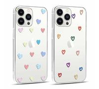 Yoedge 2 × Funda para Apple iPhone 13 Pro MAX Transparente 6,7", Carcasa para Teléfono Móvil con Love Lindo Dibujos Aesthetic Cover, Soft Cristal Caja de Silicona para iPhone 13 Pro MAX Case, Corazon