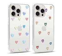 Yoedge 2 × Funda para Apple iPhone 15 Pro MAX Transparente 6,7", Carcasa para Teléfono Móvil con Love Lindo Dibujos Aesthetic Cover, Soft Cristal Caja de Silicona para iPhone 15 Pro MAX Case, Corazon