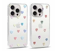 Yoedge 2 × Funda para Apple iPhone 15 Pro Transparente 6,1", Carcasa para Teléfono Móvil con Love Lindo Dibujos Aesthetic Cover, Soft Cristal Caja de Silicona para iPhone 15 Pro Case, Corazon