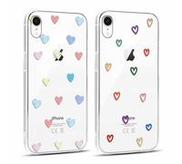 Yoedge 2 × Funda para Apple iPhone XR Transparente 6,1", Carcasa para Teléfono Móvil con Love Lindo Dibujos Aesthetic Cover, Soft Cristal Caja de Silicona para iPhone XR Case, Corazon