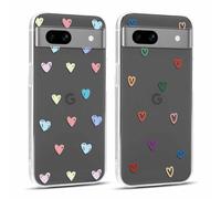 Yoedge 2 × Funda para Google Pixel 7a 5G Transparente 6,1", Carcasa para Teléfono Móvil con Love Lindo Dibujos Aesthetic Cover, Soft Cristal Caja de Silicona para Google Pixel 7a 5G Case, Corazon