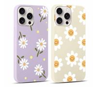Yoedge 2 × Funda para iPhone 15 Pro MAX 6,7", Púrpura Carcasa para Teléfono Móvil con Flores Lindo Dibujos Aesthetic Cover, Soft Cristal Caja de Silicona para iPhone 15 Pro MAX Case, Flor