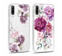 Yoedge 2 Piezas Funda para Huawei P30 Lite / P30 Lite New Edition 6,15", Delgado Transparente Suave TPU Silicona Carcasa con Aesthetic Dibujos, Antigolpes Protectora Caso para Huawei P30 Lite, Flor 3