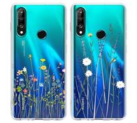 Yoedge 2 Piezas Funda para Huawei P30 Lite / P30 Lite New Edition 6,15", Ultrafina Delgado Transparente Suave TPU Silicona Carcasa con Aesthetic Flor Dibujos, Antigolpes Anti-arañazos Protectora Caso
