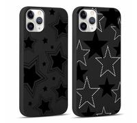 Yoedge 2 Piezas Funda para iPhone 11 Pro 5,8", Ultra Delgado Negro Suave TPU Silicona Carcasa con Aesthetic Lindo Dibujos, Antigolpes Anti-arañazos Protectora Caso para iPhone 11 Pro, Estrella 2