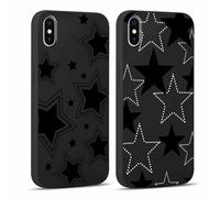 Yoedge 2 Piezas Funda para iPhone X/iPhone XS 5,8", Ultra Delgado Negro Suave TPU Silicona Carcasa con Aesthetic Lindo Dibujos, Antigolpes Anti-arañazos Protectora Caso para iPhone XS, Estrella 2