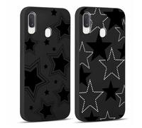 Yoedge 2 Piezas Funda para Samsung Galaxy A20e 5,8", Ultra Delgado Negro Suave TPU Silicona Carcasa con Aesthetic Lindo Dibujos, Antigolpes Anti-arañazos Protectora Caso para Samsung A20e, Estrella 2
