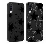 Yoedge 2 Piezas Funda para Samsung Galaxy A50/A30S/A50s 6,4",Delgado Negro Suave TPU Silicona Carcasa con Aesthetic Lindo Dibujos, Antigolpes Anti-arañazos Protectora Caso para Samsung A50, Estrella 2
