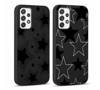 Yoedge 2 Piezas Funda para Samsung Galaxy A52 4G/A52 5G/A52s 5G 6,5", Ultra Delgado Negro Suave TPU Silicona Carcasa con Aesthetic Lindo Dibujos, Antigolpes Anti-arañazos Protectora Caso, Estrella 2