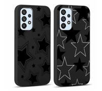 Yoedge 2 Piezas Funda para Samsung Galaxy A53 5G 6,5", Ultra Delgado Negro Suave TPU Silicona Carcasa con Aesthetic Lindo Dibujos, Antigolpes Anti-arañazos Protectora Caso para Samsung A53, Estrella 2