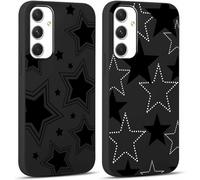 Yoedge 2 Piezas Funda para Samsung Galaxy A55 5G 6,6", Delgado Negro Suave TPU Silicona Carcasa con Aesthetic Lindo Dibujos, Antigolpes Anti-arañazos Protectora Caso para Samsung A55 5G, Estrella 2