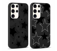 Yoedge 2 Piezas Funda para Samsung Galaxy S23 Ultra 5G 6,8", Negro Suave TPU Silicona Carcasa con Aesthetic Lindo Dibujos, Antigolpes Anti-arañazos Protectora Caso para Samsung S23 Ultra, Estrella 2