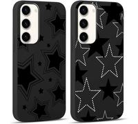 Yoedge 2 Piezas Funda para Samsung Galaxy S24 5G 6,2", Ultra Delgado Negro Suave TPU Silicona Carcasa con Aesthetic Lindo Dibujos, Antigolpes Anti-arañazos Protectora Caso para Samsung S24, Estrella 2