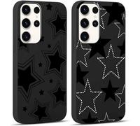 Yoedge 2 Piezas Funda para Samsung Galaxy S24 Ultra 5G 6,8", Ultra Delgado Negro Suave TPU Silicona Carcasa con Aesthetic Lindo Dibujos, Antigolpes Anti-arañazos Bumper Protectora Caso, Estrella 2