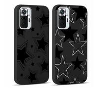 Yoedge 2 Piezas Funda para Xiaomi Redmi Note 10 Pro/10 Pro Max 4G 6,67",Delgado Negro Suave TPU Silicona Carcasa con Aesthetic Lindo Dibujos, Antigolpes Anti-arañazos Bumper Protectora Caso,Estrella 2
