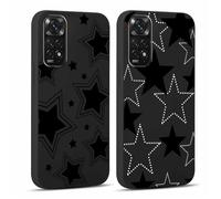 Yoedge 2 Piezas Funda para Xiaomi Redmi Note 11 / 11S 4G 6,43", Ultra Delgado Negro Suave TPU Silicona Carcasa con Aesthetic Lindo Dibujos, Antigolpes Anti-arañazos Bumper Protectora Caso, Estrella 2