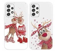 Yoedge 2 Piezas Fundas para Samsung Galaxy A52 (5G/4G)/A52s 5G 6,5", Navidad Carcasa Silicona con Alce Papá Noel Dibujos Patrón, Ultrafina Suave Antigolpes Protección Case Cover para Samsung A52, Alce