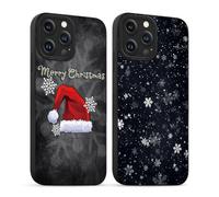 Yoedge 2 Piezas Navidad Funda para iPhone 12 Pro MAX, Cute Navideño Dibujos Diseño Christmas Nieve Motive Carcasa, Silicona Antigolpes Navidad Case para iPhone 12 Pro MAX 6,7", Gorro de Papá Noel