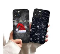 Yoedge 2 Piezas Navidad Funda para iPhone 15, Cute Navideño Dibujos Diseño Christmas Nieve Motive Carcasa, Ultra Fina Suave Silicona Antigolpes Navidad Case para iPhone 15 6,1", Gorro de Papá Noel