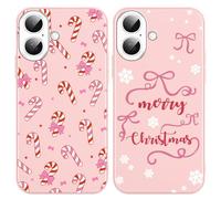 Yoedge 2 Piezas Navidad Funda para iPhone 16 6,1", Suave Silicona TPU Christmas Carcasa con Navideño Nieve Dibujos Diseño, Antigolpes Anti-arañazos Protectora Caso para iPhone 16, Pajarita