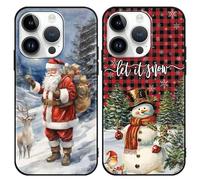 Yoedge 2 Piezas Navidad Funda para iPhone 16 Pro MAX 6,9", Silicona TPU Christmas Carcasa con Navideño Papá Noel Dibujos Diseño, Antigolpes Anti-arañazos Protectora Caso para iPhone 16 Pro MAX, Nieve
