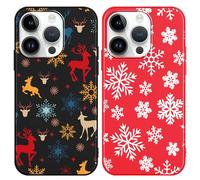 Yoedge 2 Piezas Navidad Funda para iPhone 16 Pro Max 6,9", Suave Silicona TPU Christmas Carcasa con Navideño Nieve Dibujos Diseño, Antigolpes Anti-arañazos Protectora Caso para iPhone 16 Pro Max, Reno