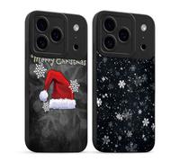 Yoedge 2 Piezas Navidad Funda para iPhone 17 Pro, Cute Navideño Dibujos Diseño Christmas Nieve Motive Carcasa, Ultra Suave Silicona Antigolpes Navidad Case para iPhone 17 Pro 6,3", Gorro de Papá Noel